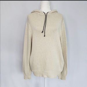Theory Off White Wool Blend Hoodie Sweater
